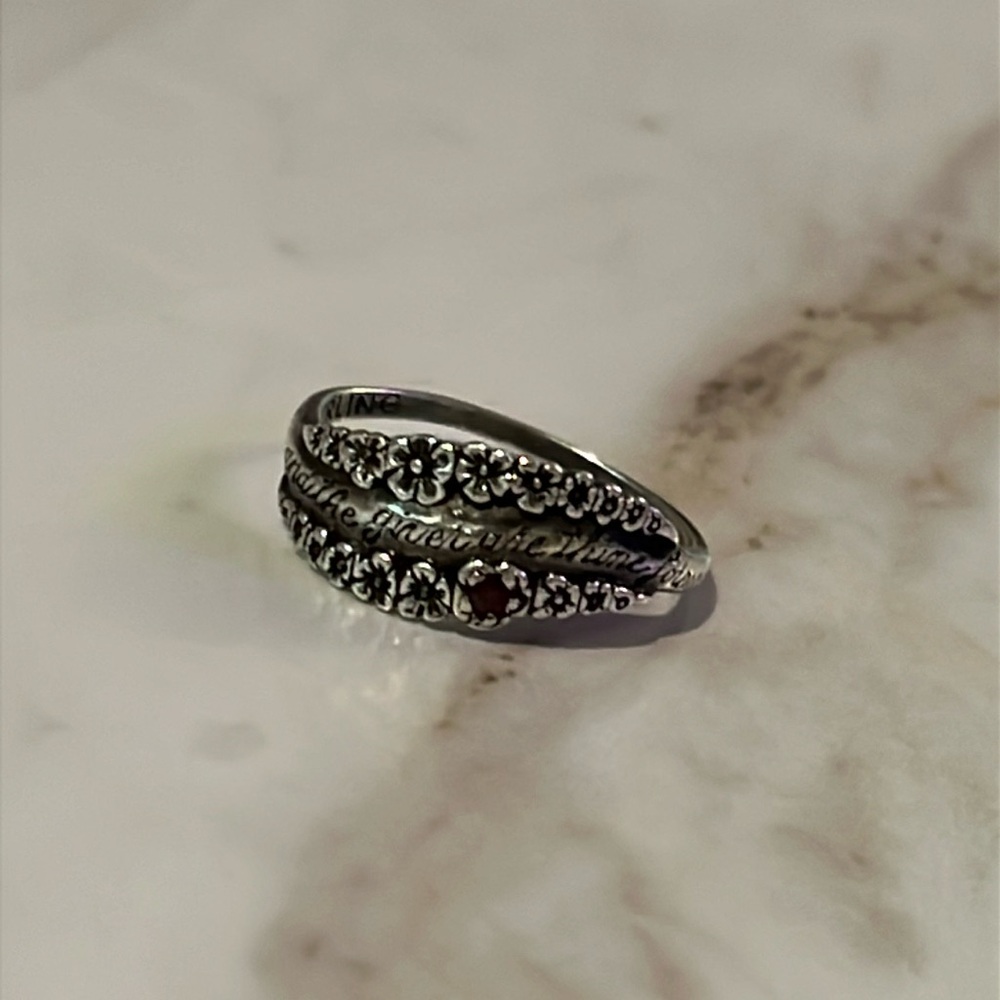 NFT, Antique Sterling Posie ring w/ Genuine Ruby